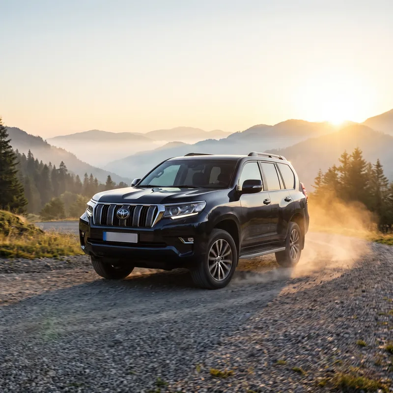 Toyota Land Cruiser auf einem steinigen Pass